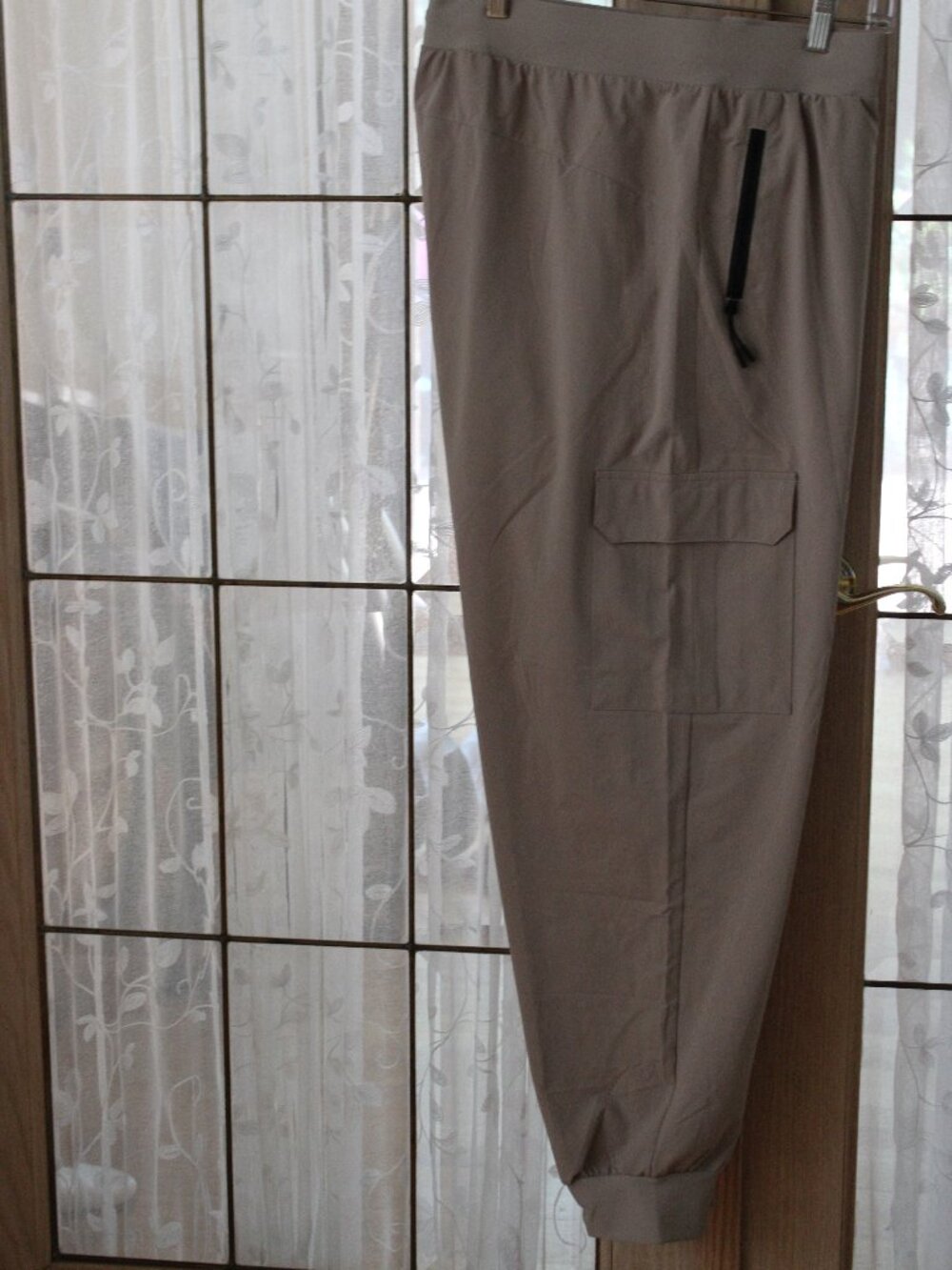 Cargo Pants NWOT Women Sport Pants S 3XL Beige Elastic Wais Stretch Casual
